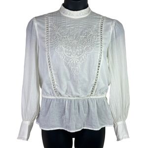 Lauren Ralph Lauren White Embroidered Blouse